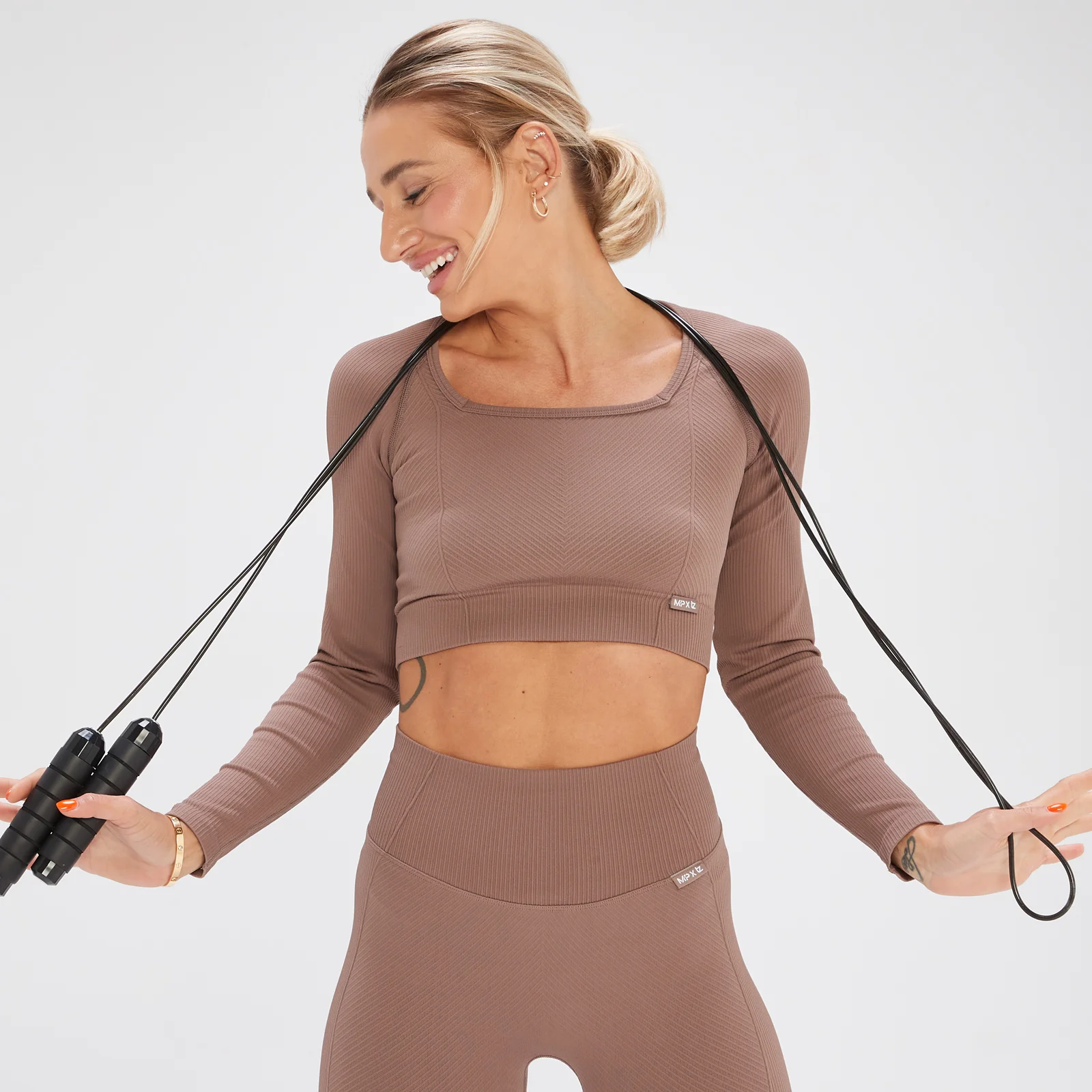 MP x Tatiana Seamless Long Sleeve Crop Top – Hazelnut - XS Billede 1