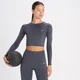 MP Shape Seamless Long Sleeve Crop Top til kvinder – Graphite
