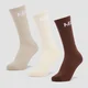 MP Unisex Crew Socks (3-pak) – Dark Brown/Light Taupe/Creme