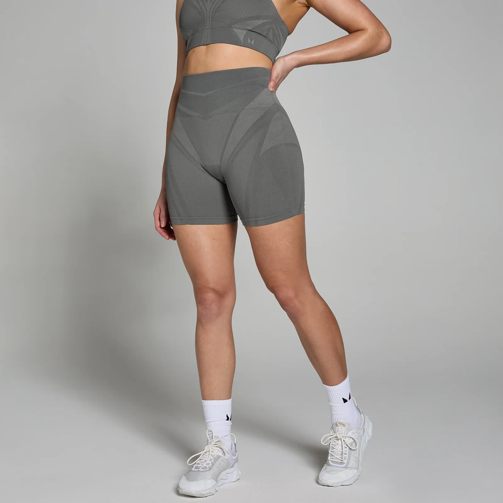 MP Tempo Ultra Geometric Seamless Booty Shorts til kvinder – Carbon - XS Billede 1