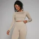 MP Shape Seamless Long Sleeve Crop Top til kvinder – Sandstone