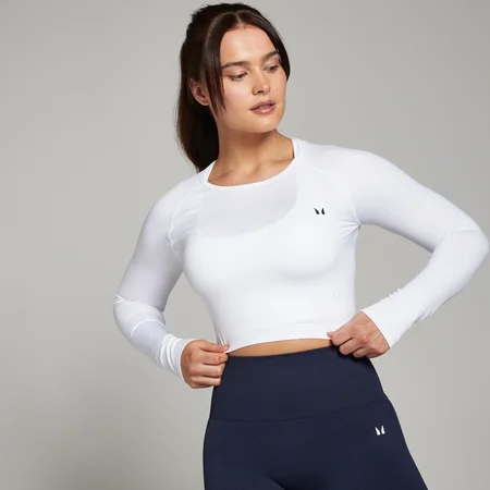 MP Shape Seamless Long Sleeve Crop Top til kvinder – Hvid