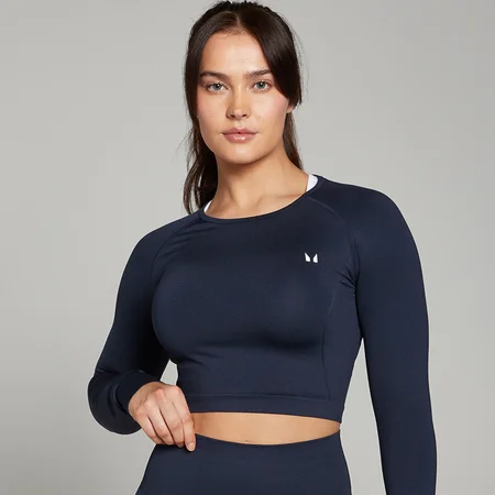 MP Shape Seamless Long Sleeve Crop Top til kvinder – Navy