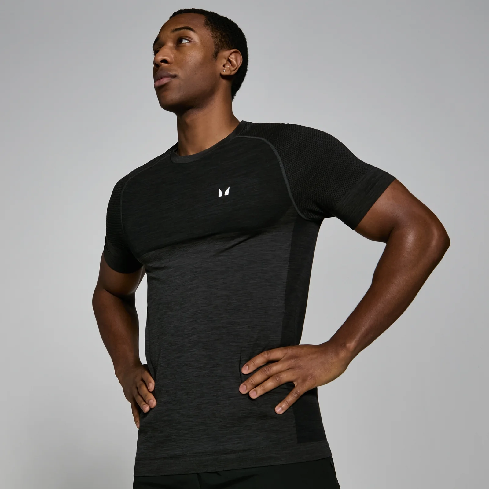 MP Seamless Short Sleeve T-Shirt til mænd – Black Marl - M Billede 1