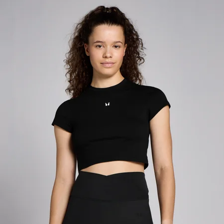 MP Basics Body Fit Short Sleeve Crop T-Shirt til kvinder – Sort