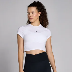 MP Basics Body Fit Short Sleeve Crop T-Shirt til kvinder – Hvid - Size XL