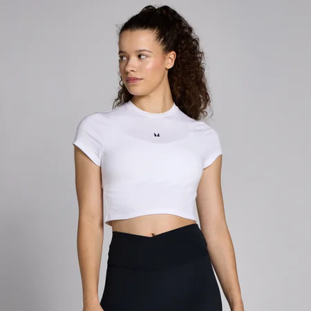 MP Basics Body Fit Short Sleeve Crop T-Shirt til kvinder – Hvid