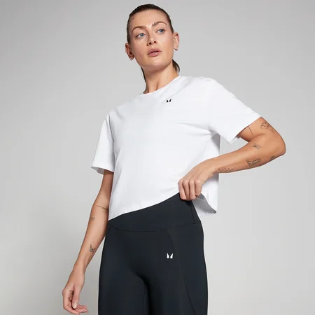 MP Basics Boxy Short Sleeve Crop T-Shirt til kvinder – Hvid