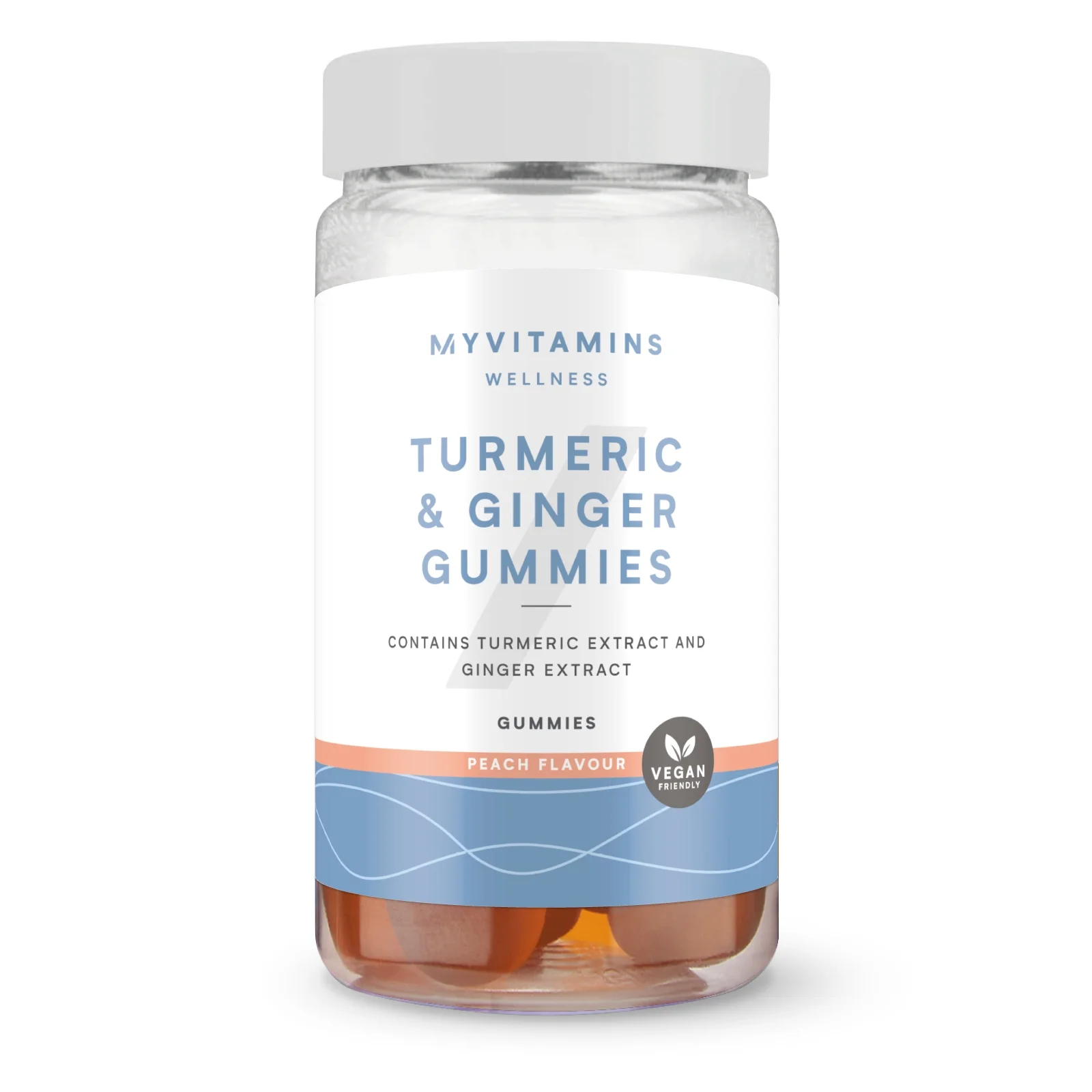 Vingummi med gurkemeje og ingefær - 60GUMMIES, 30servings - Peach Billede 1