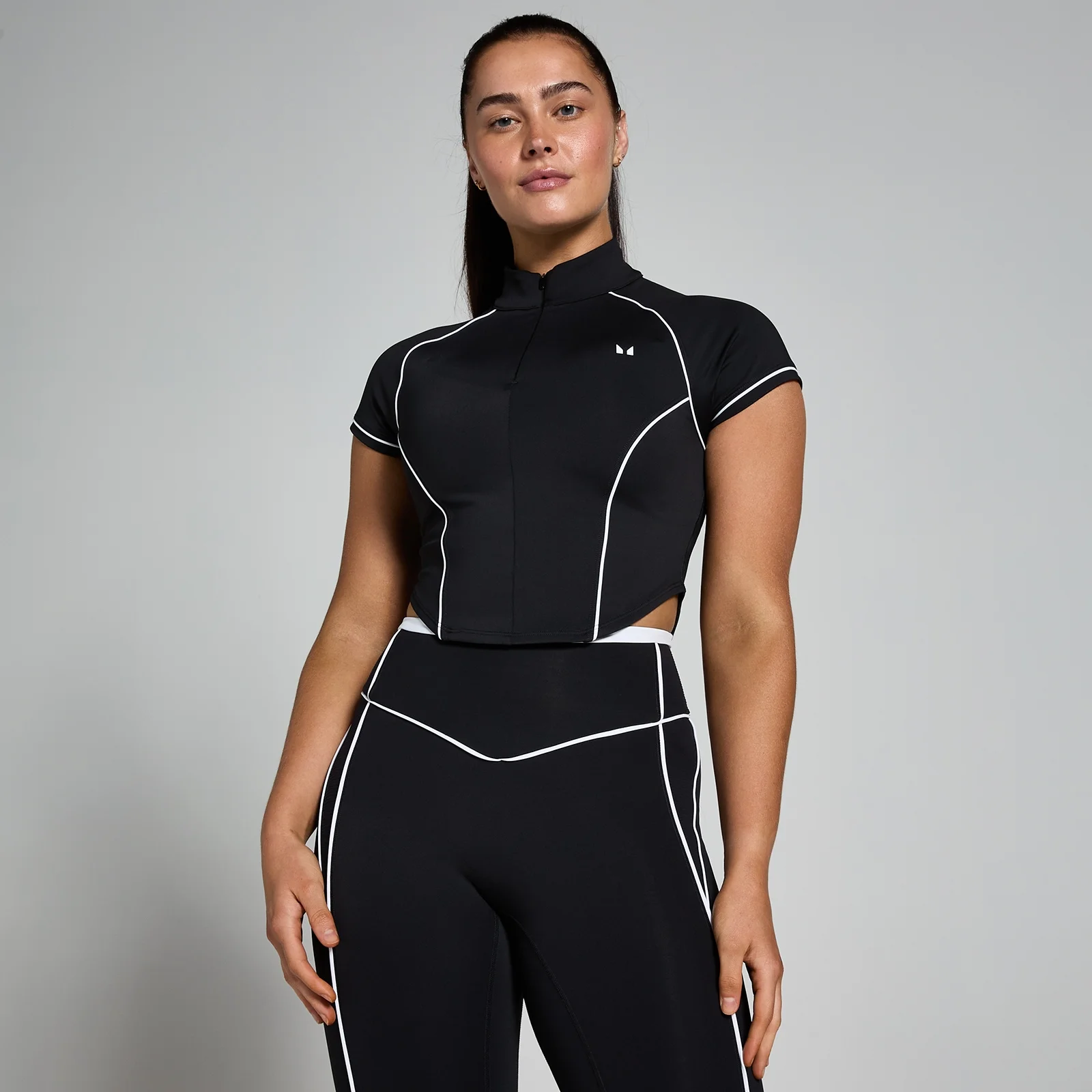 MP Tempo Contrast Piping 1/4 Zip Top til kvinder – Sort - XS Billede 1