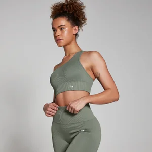 MP Tempo Rib Seamless Asymetric Bra til kvinder – Moss Green - Size XXL