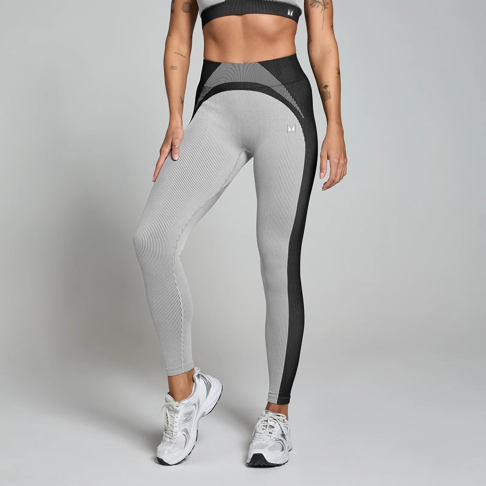 MP Contrast Rib Seamless Leggings til kvinder – Sort/Grå - S Billede 1