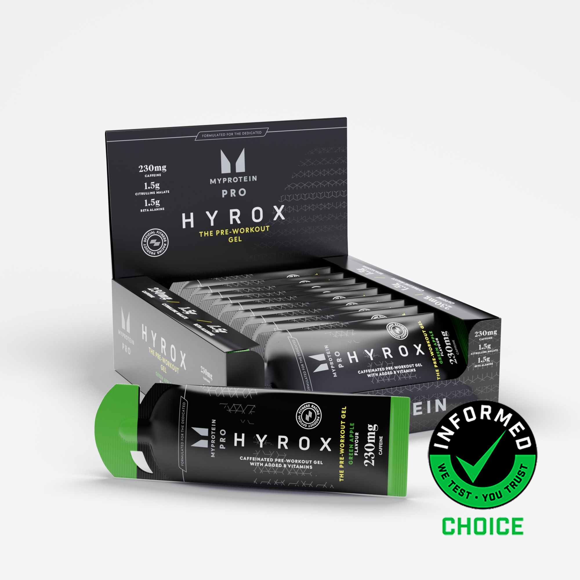 Pre-Workout Gel - 12 x 50g - Green Apple (HYROX Edition) Billede 1