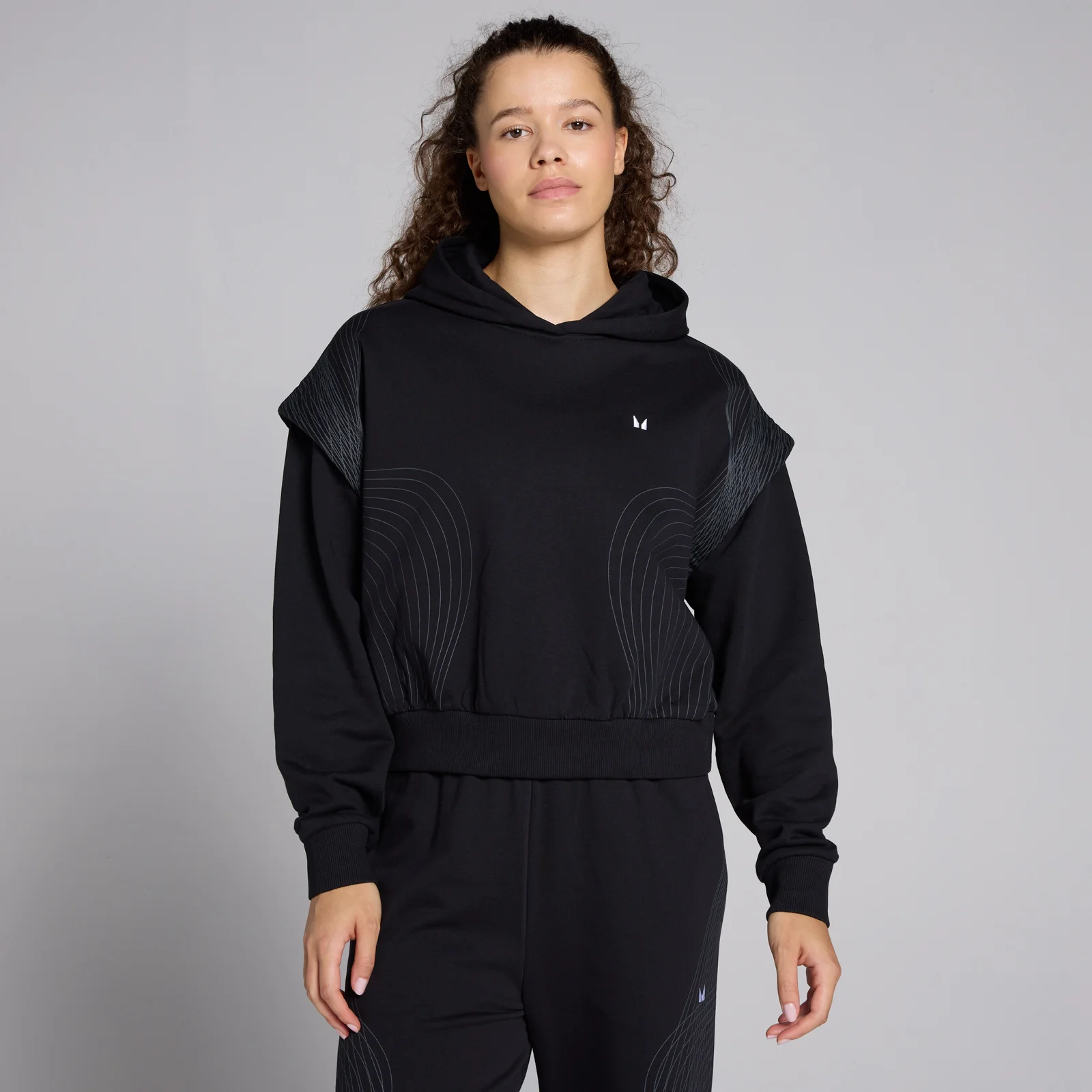 MP Tempo Graphic Crop Hoodie til kvinder – Sort - XS Billede 1