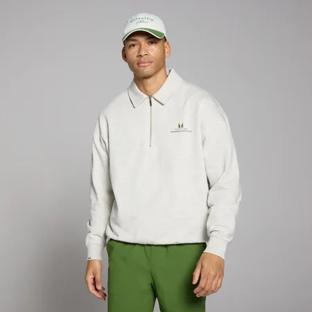 MP Lifestyle Collared 1/4 Zip til mænd – Light Grey Marl