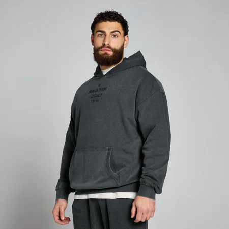MP Origin Washed Graphic Hoodie − Washed Black