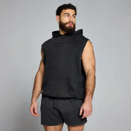 MP Origin Washed Graphic Sleeveless Hoodie til mænd − Washed Black