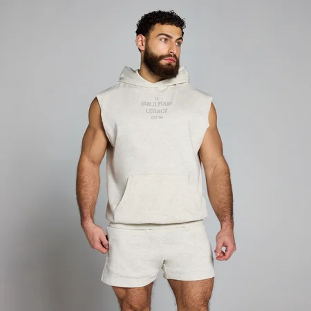 MP Origin Washed Graphic Sleeveless Hoodie til mænd − Grey Marl