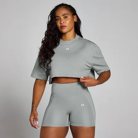 MP Origin Super Crop Graphic T-Shirt til kvinder – Fossil Grey