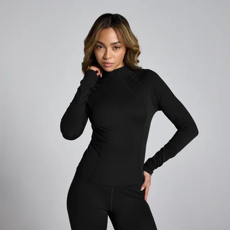 MP Lifestyle Funnel Neck Sheer Top til kvinder − Sort