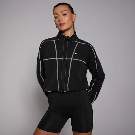 MP Tempo Cropped Contrast Stitch Windbreaker til kvinder – Sort