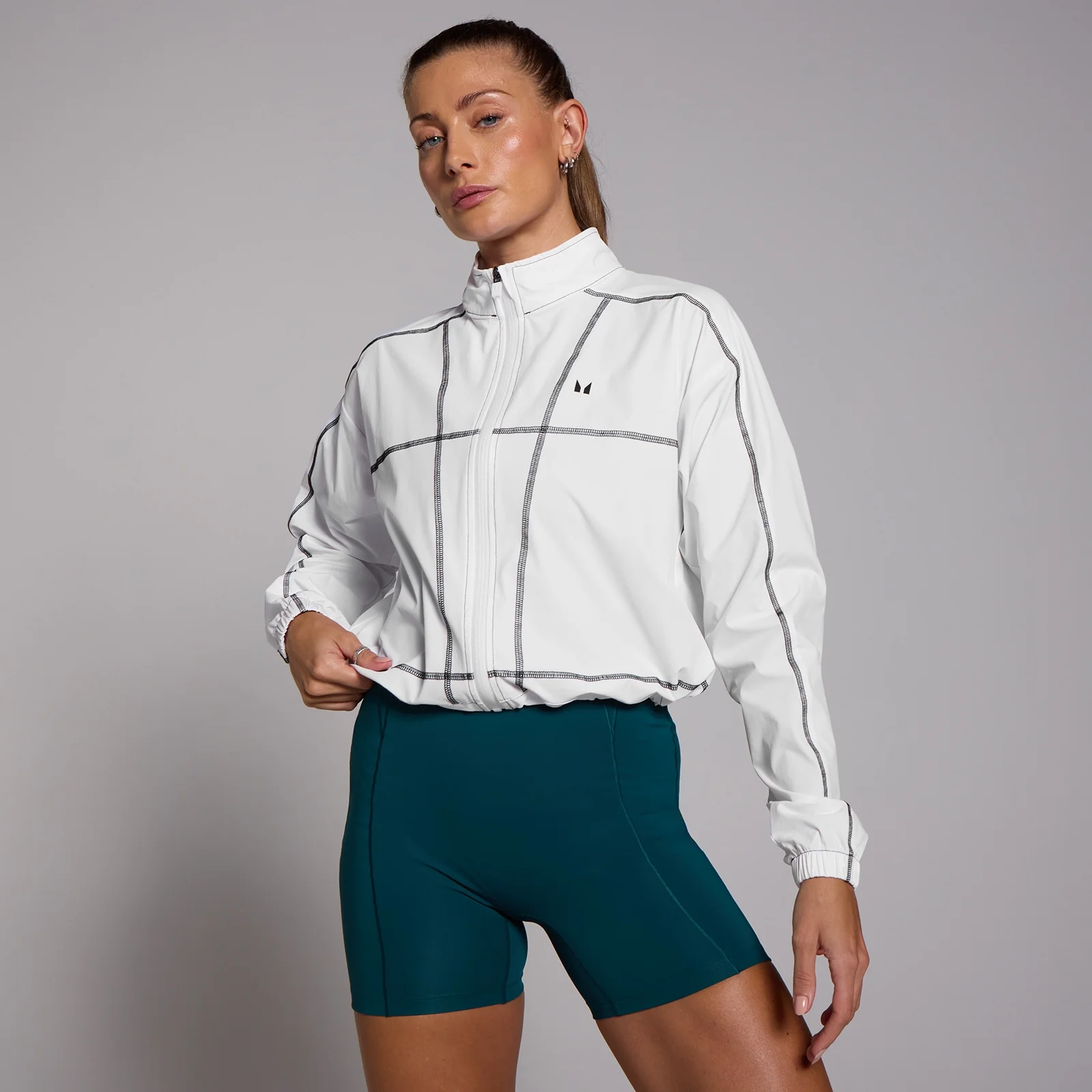 MP Tempo Cropped Contrast Stitch Windbreaker til kvinder – hvid - XXL Billede 1