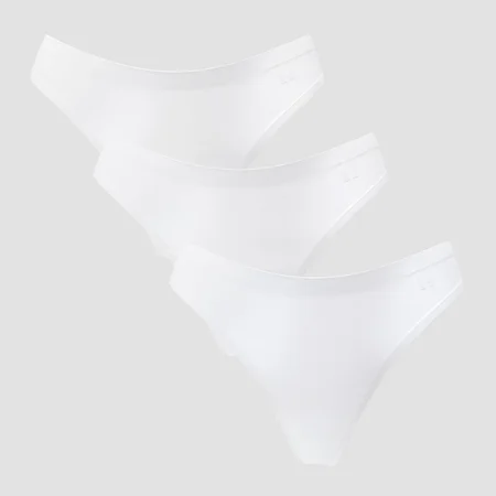 MP Mid Rise No VPL Thong til kvinder (pakke med 3) − Hvid