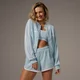 MP X Tatiana Contrast Track Zip Up Jacket − Light Aqua