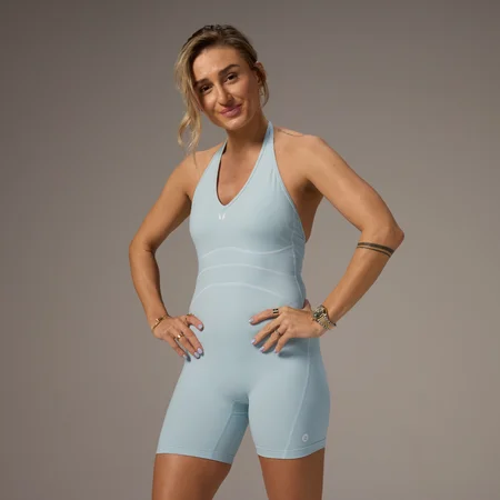MP X Tatiana Contrast Halterneck Shorts All In One − Light Aqua