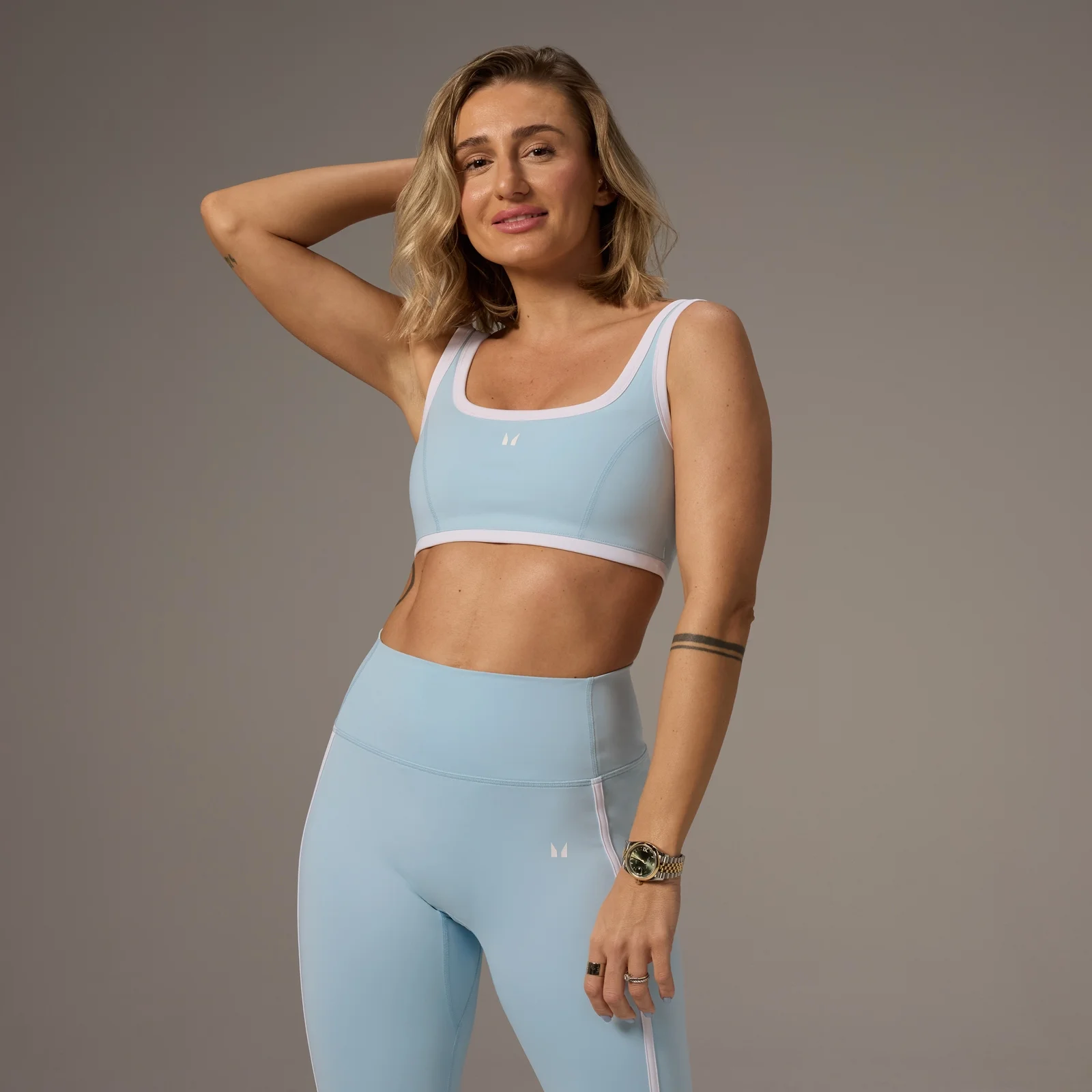 MP X Tatiana Contrast Square Neck Sports Bra − Light Aqua - XS Billede 1