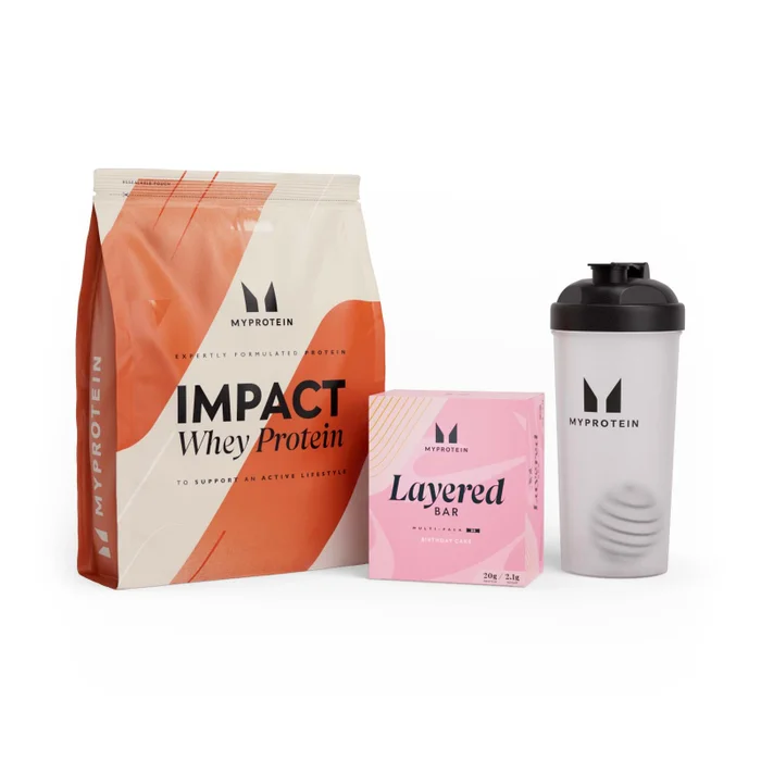 Impact Whey Protein + Layered Protein Bar-pakke