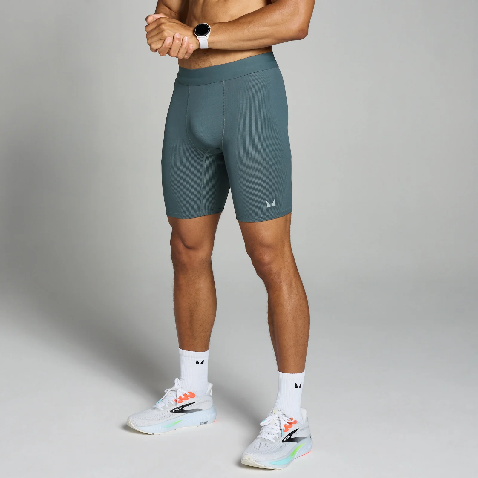 MP Velocity Contrast Ribbed Baselayer Short til mænd - Dark Slate - XS Billede 1