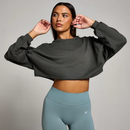 MP Tempo Slouchy Cropped Long Sleeve Top til kvinder − Night Grey