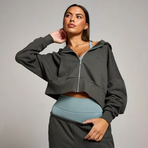 MP Tempo Cropped Zip Through Hoodie til kvinder – Night Grey - Size M