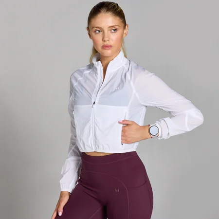 MP Velocity Slim Fit Cropped Windbreaker til kvinder – Hvid
