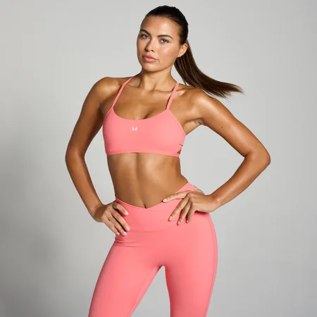 MP Tempo Strappy Back Sports Bra til kvinder − Coral Pink
