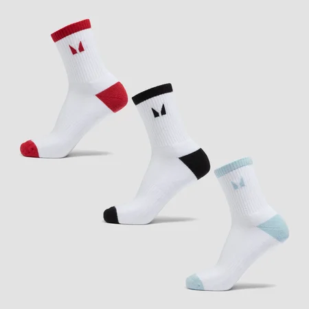MP Tatiana Crew Socks pakke med tre − Rust/Aqua