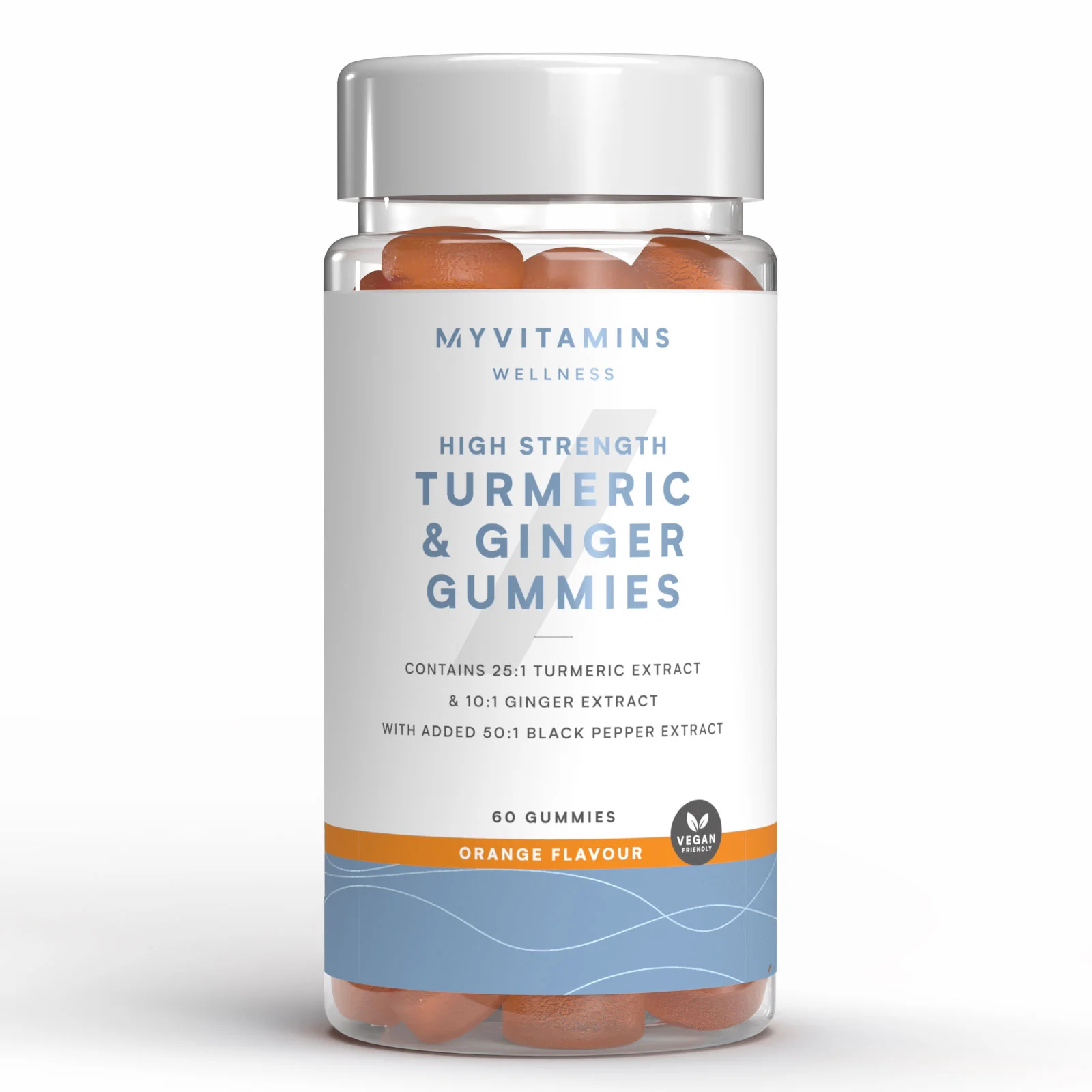 Vingummi med gurkemeje og ingefær - 60GUMMIES, 30servings - Appelsin Billede 1