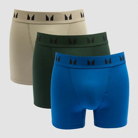 MP Boxershorts til mænd (pakke med tre) − Dark Emerald/Deep Sage/True Blue