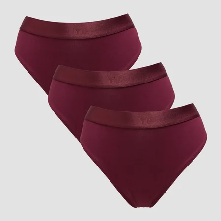 MP Mid Rise Bikini Brief til kvinder (pakke med 3) − Deep Berry