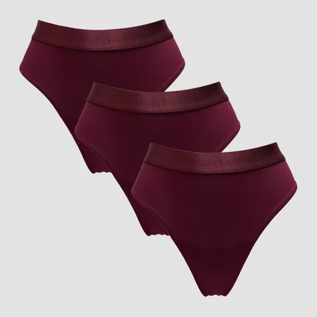 MP Mid Rise Thong til kvinder (pakke med 3) − Deep Berry