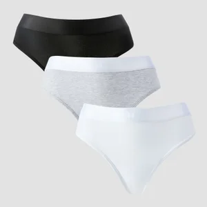 MP Mid Rise Thong til kvinder (pakke med 5) − Hvid/Sort/Grey Marl - Size XS