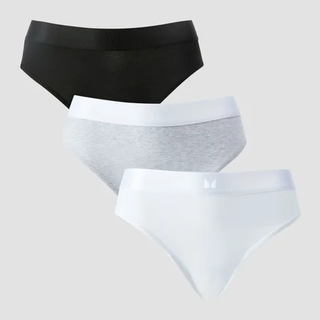 MP Mid Rise Bikini Brief til kvinder (pakke med 5) − Hvid/Sort/Grey Marl