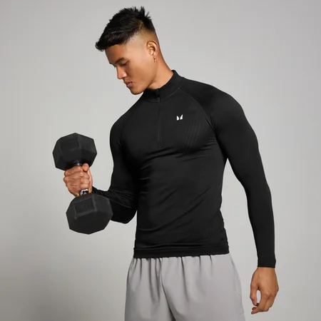 MP Tempo Pillar Graphic Seamless 1/4 Zip til mænd – Sort