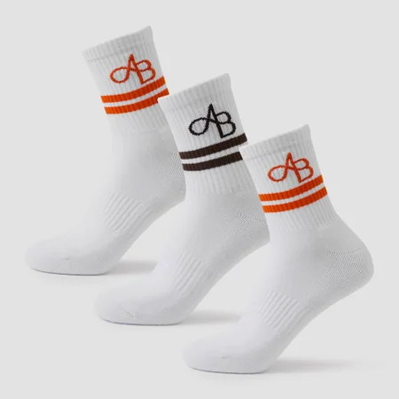 MP X Aleksandra Crew Socks pakke med tre − Kaffe/Mandaring