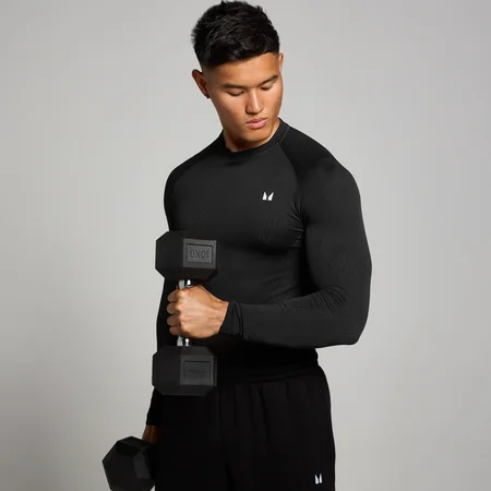 MP Tempo Pillar Graphic Seamless Long Sleeve Top til mænd – Sort