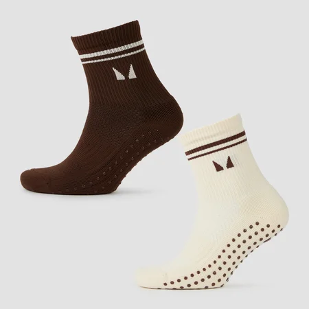 MP Pilates Socks (pakke med to) − Soft Cream/Chocolate