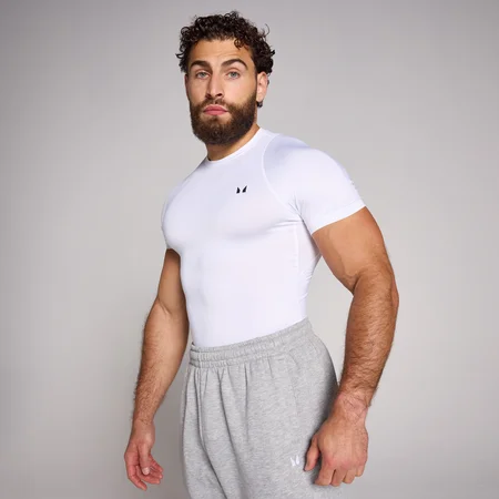 MP Training Short Sleeve Baselayer til mænd – Hvid