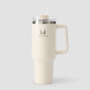 Myprotein Metal Flaske med Sidehåndtag og Sugerør 1200ml - Naturlig Creme - Colour Natural Cream