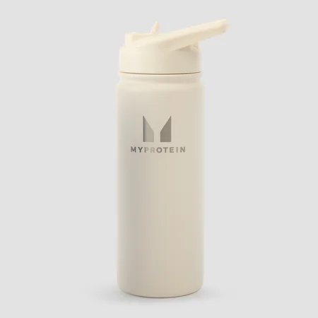 Myprotein Recycled Metal Flip Straw Bottle 500ml – Natural Cream